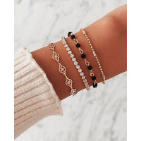 4PCS Rhinestone & Geo Pattern Bracelet Let - gold