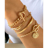 4pcs Women's Simple Fashion Bohemian Bracelets Set - gold