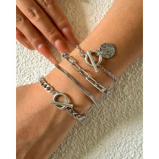 4pcs Women's Simple Fashion Bohemian Bracelets Set - silver