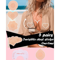 5 Pairs Invisible Adhesive Breast Stickers Chest Lifting Bra Nipple Covers - style1