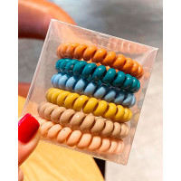 6PCS Mixed Color Spiral Phone Cord Hair Tie - style5