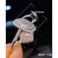 Allover Rhinestone Square Shaped Ring - silver