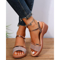 Ankle Strap Peep Toe Wedding Guest Sandals - gold