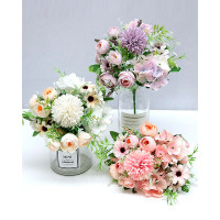 Artificial Peonies Fake Flower Arrangement Wedding Table Centerpiece Decorations - pink