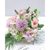 Artificial Peonies Fake Flower Arrangement Wedding Table Centerpiece Decorations - purple