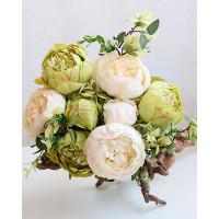 Artificial Peonies Flowers Faux Peony Bouquet Outdoor Flower Arrangement Wedding Table Centerpiece Decorations - green