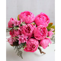 Artificial Peonies Flowers Faux Peony Bouquet Outdoor Flower Arrangement Wedding Table Centerpiece Decorations - hot pink