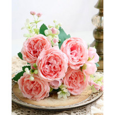 Artificial Peonies Flowers Faux Peony Bouquet Outdoor Flower Arrangement Wedding Table Centerpiece Decorations - light pink