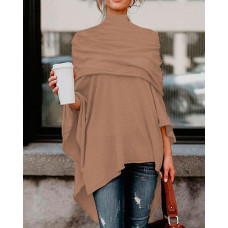 Asymmetrical High Low Hem Top - khaki