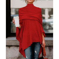 Asymmetrical High Low Hem Top - red