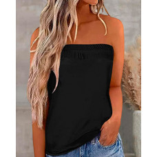 Bandeau Sleeveless Basics Tank Top - black