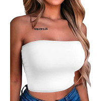 Bandeau Strapless Crop Tube Top - white