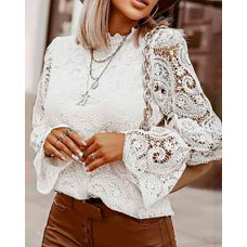 Bell Sleeve Guipure Lace Top - white