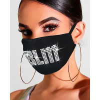 Bling Rhinestone Letter Pattern Face Mask - style7