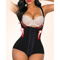 Body Shaper Slimming Open Bust Bodysuit Firm Control Shapewear - black