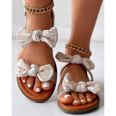 Bowknot Decor Slingback Summer Sandals - gold