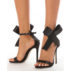 Bowknot Design Ankle Strap Heels - black