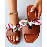 Bowknot Design Hollow Out Slippers Beach Sandals - brown