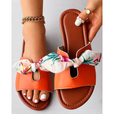 Bowknot Design Hollow Out Slippers Beach Sandals - orange