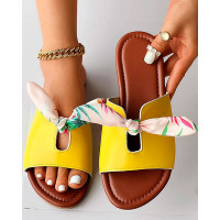 Bowknot Design Hollow Out Slippers Beach Sandals - yellow