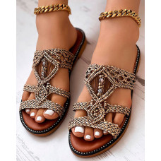 Braided Bohemian Slippers Beach Sandals - coffee