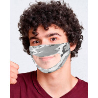 Breathable Face Mask With Clear Window Visible Expression Lip Reading - gray