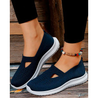 Breathable Hollow Out Casual Slip On Sneakers - purplish blue