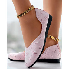 Breathable Hollow Out Knit Loafers - pink