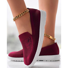 Breathable Hollow Out Non-Slip Casual Loafers - Wine red