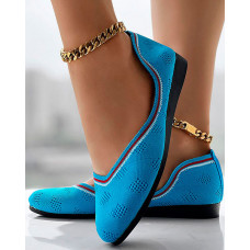 Breathable Hollow Out Striped Slip-On Loafers - blue
