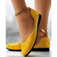 Breathable Hollow Out Striped Slip-On Loafers - yellow Breathable Hollow Out Striped Slip-On Loafers - yellow