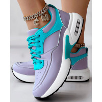 Breathable Lace-up Sports Sneakers - purple