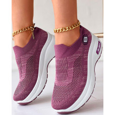 Breathable Slip-on Hidden Wedge Sneakers - purple