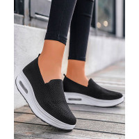 Breathable Slip On Muffin Sneakers - black