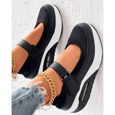 Breathable Velcro Muffin Sneakers - black