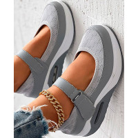 Breathable Velcro Muffin Sneakers - gray