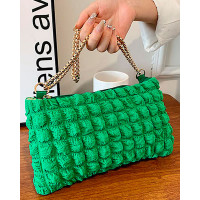 Bubble Textured Zipper Design Square Shoulder Bag - green