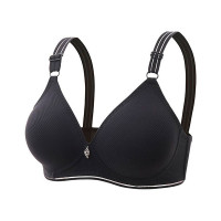 Buckled Leaf Pattern Wireless Lifting Bra - black