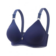 Buckled Leaf Pattern Wireless Lifting Bra - blue