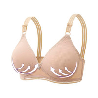 Buckled Leaf Pattern Wireless Lifting Bra - nude