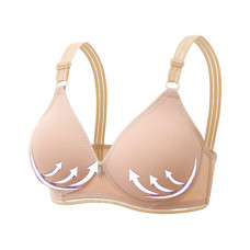 Buckled Leaf Pattern Wireless Lifting Bra - nude