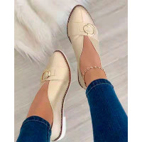 Buckled Point Toe Work Loafers - beige