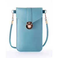 Buckled Touchable PU Leather Visible Change Bag - blue