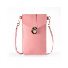 Buckled Touchable PU Leather Visible Change Bag - pink