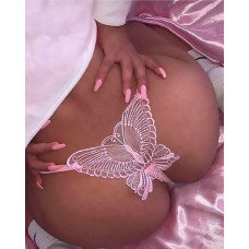 Butterfly Pattern Lace Panty - pink