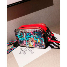 Cartoon Letter Graphic Zipper Design Shoulder Bag - red