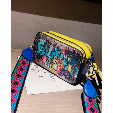 Cartoon Letter Graphic Zipper Design Shoulder Bag - yellow