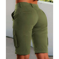 Casual Pocket Design Cargo Shorts - green