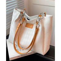 Chain Strap Tote Shoulder Bag - brown