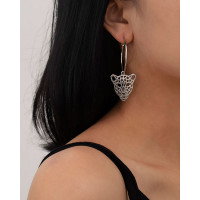 Cheetah Pattern O-ring Drop Earring - silver